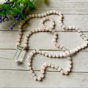 Rose Quartz Matt Double Quartz Mala Necklace